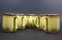 c. 1966 Medalta Redcliff, Alberta Yellow with Brown Trim Stoneware Pottery Mug Set of 5 - Treasure Valley Antiques & Collectibles