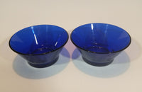 Very Rare Beautiful Cobalt Blue Etched Glass Disney Mickey and Minnie Mouse Cereal or Pudding Bowls - Set of 2 - Treasure Valley Antiques & Collectibles