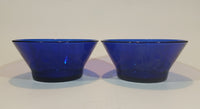 Very Rare Beautiful Cobalt Blue Etched Glass Disney Mickey and Minnie Mouse Cereal or Pudding Bowls - Set of 2 - Treasure Valley Antiques & Collectibles