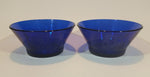 Very Rare Beautiful Cobalt Blue Etched Glass Disney Mickey and Minnie Mouse Cereal or Pudding Bowls - Set of 2 - Treasure Valley Antiques & Collectibles