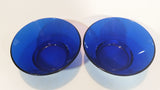 Very Rare Beautiful Cobalt Blue Etched Glass Disney Mickey and Minnie Mouse Cereal or Pudding Bowls - Set of 2 - Treasure Valley Antiques & Collectibles