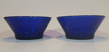 Very Rare Beautiful Cobalt Blue Etched Glass Disney Mickey and Minnie Mouse Cereal or Pudding Bowls - Set of 2 - Treasure Valley Antiques & Collectibles