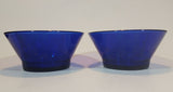 Very Rare Beautiful Cobalt Blue Etched Glass Disney Mickey and Minnie Mouse Cereal or Pudding Bowls - Set of 2 - Treasure Valley Antiques & Collectibles