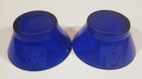 Very Rare Beautiful Cobalt Blue Etched Glass Disney Mickey and Minnie Mouse Cereal or Pudding Bowls - Set of 2 - Treasure Valley Antiques & Collectibles