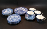 1970-1973 Staffordshire "English Ironstone Tableware Limited" Dickens Blue 20 Piece Dinnerware Set - Treasure Valley Antiques & Collectibles