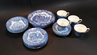 1970-1973 Staffordshire "English Ironstone Tableware Limited" Dickens Blue 20 Piece Dinnerware Set - Treasure Valley Antiques & Collectibles