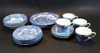 1970-1973 Staffordshire "English Ironstone Tableware Limited" Dickens Blue 20 Piece Dinnerware Set - Treasure Valley Antiques & Collectibles