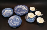 1970-1973 Staffordshire "English Ironstone Tableware Limited" Dickens Blue 20 Piece Dinnerware Set - Treasure Valley Antiques & Collectibles