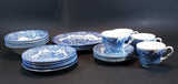 1970-1973 Staffordshire "English Ironstone Tableware Limited" Dickens Blue 20 Piece Dinnerware Set - Treasure Valley Antiques & Collectibles