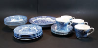 1970-1973 Staffordshire "English Ironstone Tableware Limited" Dickens Blue 20 Piece Dinnerware Set - Treasure Valley Antiques & Collectibles