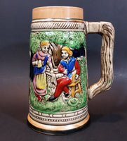 1950s German Oktoberfest Beer Stein Woman Serving Beer to Man Sitting - Japan 6 3/8" Tall - Treasure Valley Antiques & Collectibles