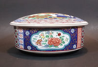 1950s Imari Ware Japan Flowers, Bamboo, and Huts Decor Porcelain Lidded Candy Dish - Treasure Valley Antiques & Collectibles