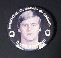 1980s Daniel Bouchard Quebec Nordiques NHL Hockey Diabetes Association of Quebec Button Pin - Treasure Valley Antiques & Collectibles