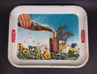 1961 Drink Coca-Cola Coke Pansy Flowers Hand Pouring Coca-Cola From Bottle Serving Tray - Treasure Valley Antiques & Collectibles