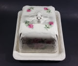 Antique Staffordshire England Pink Roses Flower Decorated Large Cheese Keeper - Treasure Valley Antiques & Collectibles