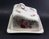 Antique Staffordshire England Pink Roses Flower Decorated Large Cheese Keeper - Treasure Valley Antiques & Collectibles