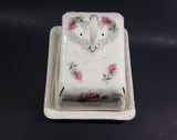 Antique Staffordshire England Pink Roses Flower Decorated Large Cheese Keeper - Treasure Valley Antiques & Collectibles