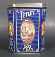 1987 Tetley Tea 150th Year Anniversary Blue & Gold Metal Tin Container - Treasure Valley Antiques & Collectibles