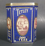 1987 Tetley Tea 150th Year Anniversary Blue & Gold Metal Tin Container - Treasure Valley Antiques & Collectibles