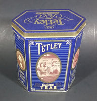 1987 Tetley Tea 150th Year Anniversary Blue & Gold Metal Tin Container - Treasure Valley Antiques & Collectibles