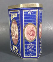 1987 Tetley Tea 150th Year Anniversary Blue & Gold Metal Tin Container - Treasure Valley Antiques & Collectibles