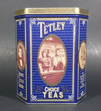 1987 Tetley Tea 150th Year Anniversary Blue & Gold Metal Tin Container - Treasure Valley Antiques & Collectibles