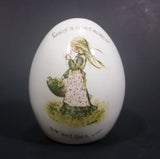 1970s Holly Hobbie "Enjoy a quiet moment now and then" Porcelain Ceramic Egg - Treasure Valley Antiques & Collectibles
