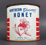 1950-60 Northern Blossoms Honey Hamilton Farms Aylsham Nipawin Saskatchewan Honey Tin Can - Treasure Valley Antiques & Collectibles