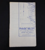 c. 1971 Fraser Valley Real Estate Board Map of The Western Portion Fraser Valley & Municipality of Langley - Treasure Valley Antiques & Collectibles