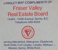 c. 1971 Fraser Valley Real Estate Board Map of The Western Portion Fraser Valley & Municipality of Langley - Treasure Valley Antiques & Collectibles