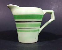 Vintage Jaded Green Striped Creamer Made in England Silver Trimmed and Numbered - Treasure Valley Antiques & Collectibles