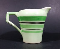 Vintage Jaded Green Striped Creamer Made in England Silver Trimmed and Numbered - Treasure Valley Antiques & Collectibles