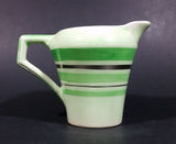 Vintage Jaded Green Striped Creamer Made in England Silver Trimmed and Numbered - Treasure Valley Antiques & Collectibles