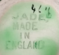 Vintage Jaded Green Striped Creamer Made in England Silver Trimmed and Numbered - Treasure Valley Antiques & Collectibles