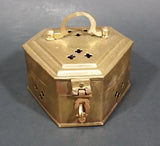 Vintage Diamond Shaped Hammered Brass Cricket Box w/ Handle (Wedding Ring bearer box) - Treasure Valley Antiques & Collectibles