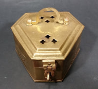 Vintage Diamond Shaped Hammered Brass Cricket Box w/ Handle (Wedding Ring bearer box) - Treasure Valley Antiques & Collectibles