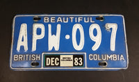 1983 Beautiful British Columbia Blue with White Letters Vehicle License Plate - Treasure Valley Antiques & Collectibles