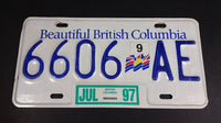 1997 Beautiful British Columbia White with Blue Letters Vehicle License Plate - Treasure Valley Antiques & Collectibles