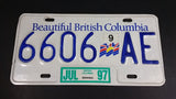 1997 Beautiful British Columbia White with Blue Letters Vehicle License Plate - Treasure Valley Antiques & Collectibles