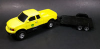 ERTL John Deere Yellow Pickup Truck with Black Flatbed Trailer Diecast Toy 1/25 Scale - Treasure Valley Antiques & Collectibles