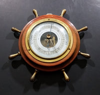 Vintage JG Gischard Aneroid Ships Wheel Barometer - Wood, Brass, Metal Face - Germany - Treasure Valley Antiques & Collectibles