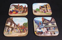 Vintage Set of 4 Charles Dickens Dickensian Scenes "Falcon Inn" Drink Coasters - Treasure Valley Antiques & Collectibles