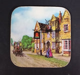 Vintage Set of 4 Charles Dickens Dickensian Scenes "Falcon Inn" Drink Coasters - Treasure Valley Antiques & Collectibles