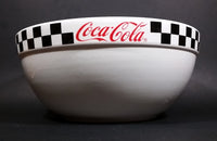 2002 Gibson Coca-Cola Coke White with Black Checkered Retro Style Large 10 1/2" Mixing Bowl - Treasure Valley Antiques & Collectibles