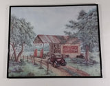 Vintage Kay Lamb Shannon "Martin's Garage" Country Scene Coca-Cola 7UP Double Cola Framed Print - Treasure Valley Antiques & Collectibles