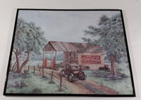 Vintage Kay Lamb Shannon "Martin's Garage" Country Scene Coca-Cola 7UP Double Cola Framed Print - Treasure Valley Antiques & Collectibles