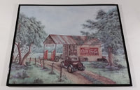 Vintage Kay Lamb Shannon "Martin's Garage" Country Scene Coca-Cola 7UP Double Cola Framed Print - Treasure Valley Antiques & Collectibles