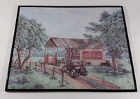 Vintage Kay Lamb Shannon "Martin's Garage" Country Scene Coca-Cola 7UP Double Cola Framed Print - Treasure Valley Antiques & Collectibles