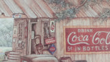 Vintage Kay Lamb Shannon "Martin's Garage" Country Scene Coca-Cola 7UP Double Cola Framed Print - Treasure Valley Antiques & Collectibles