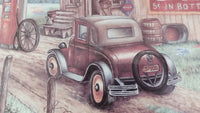 Vintage Kay Lamb Shannon "Martin's Garage" Country Scene Coca-Cola 7UP Double Cola Framed Print - Treasure Valley Antiques & Collectibles